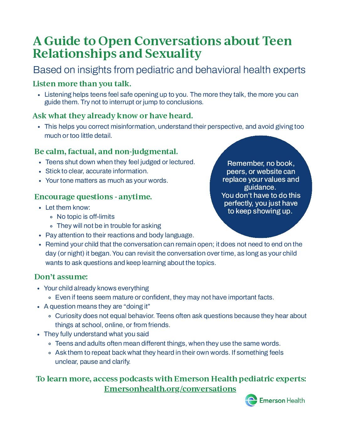 A Guide to Open Conversations about Teen Relationships and Sexuality pdf